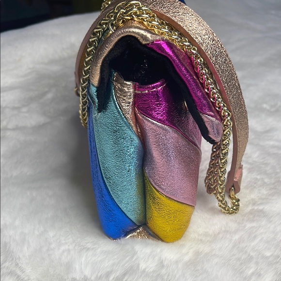 Genuine Leather Multicolor Metallic on metal gold colored chain strap - Picture 3 of 13